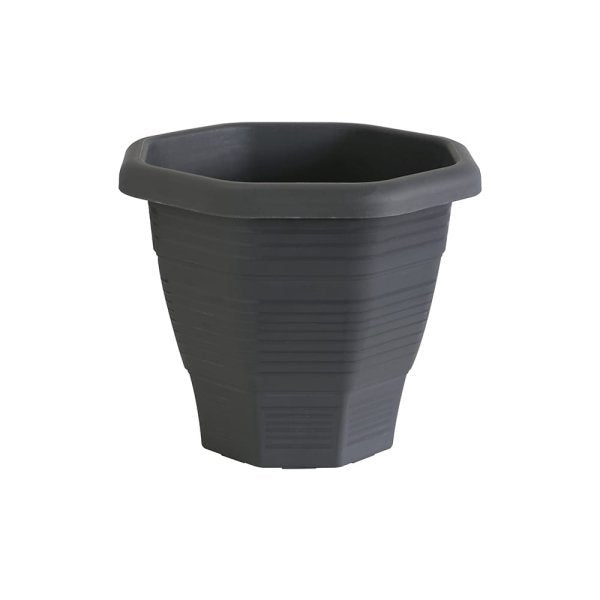 Felton FBL2525 Hexagonal Plastic Flower Pot, 31 × 31 × 26.5 cm, Grey Pot Only