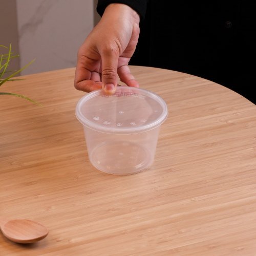 Felton FC20 clear round food container, 550mL, 120 × 120 × 85 mm