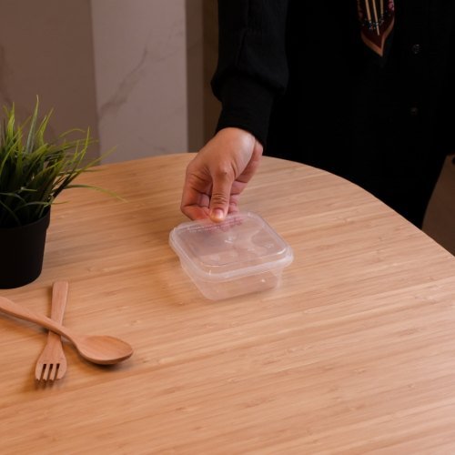 Felton FSQ350 clear square food container, 350mL, 115 × 115 × 48 mm