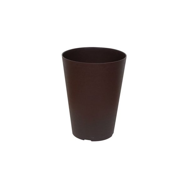 Felton FBL2714 Round Plastic Flower Pot, 23 × 23 × 30 cm, Brown Pot Only