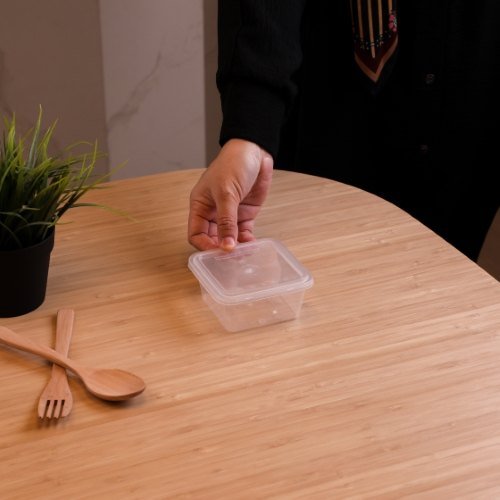 Felton RT250S clear square food container, 250mL, 102 × 102 × 45 mm