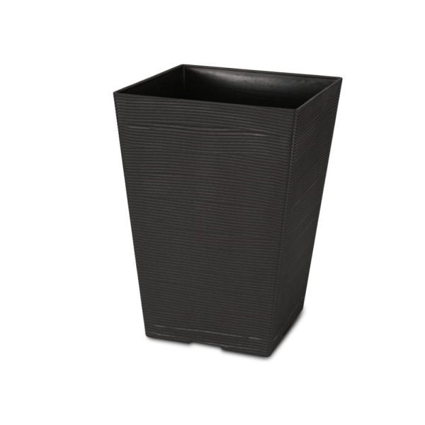 Felton FBL2455 dark brown square plastic flower pot, pot only, 36 × 36 × 50 cm