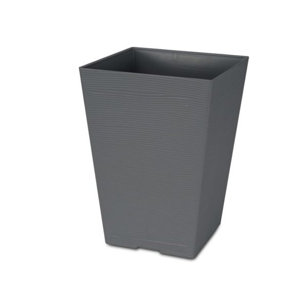Felton FBL2455 dark grey square plastic flower pot, pot only, 36 × 36 × 50 cm