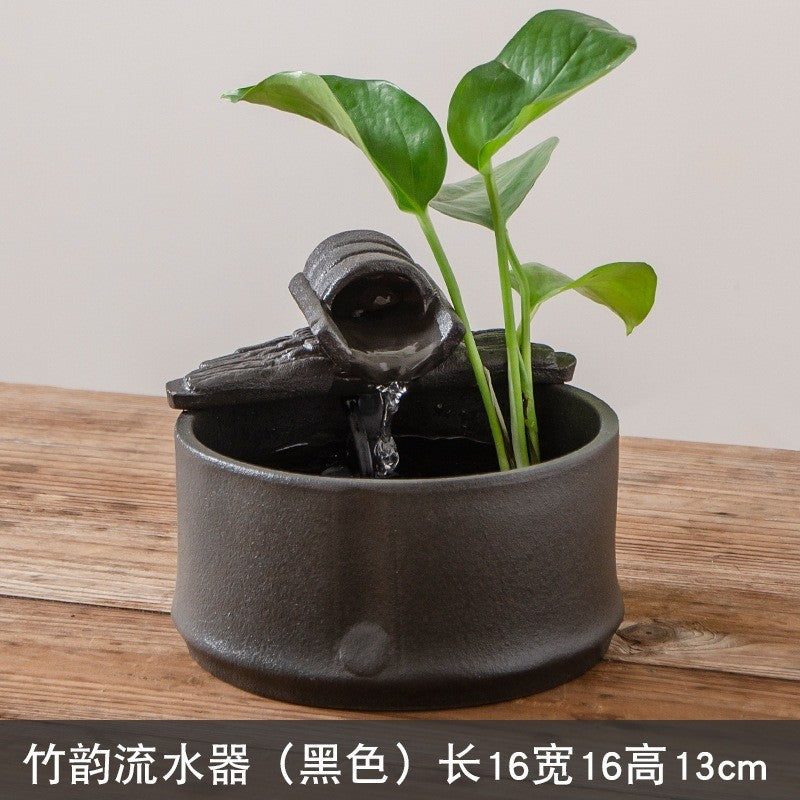 Zen Round Ceramic Tabletop Fountain – black dimensions