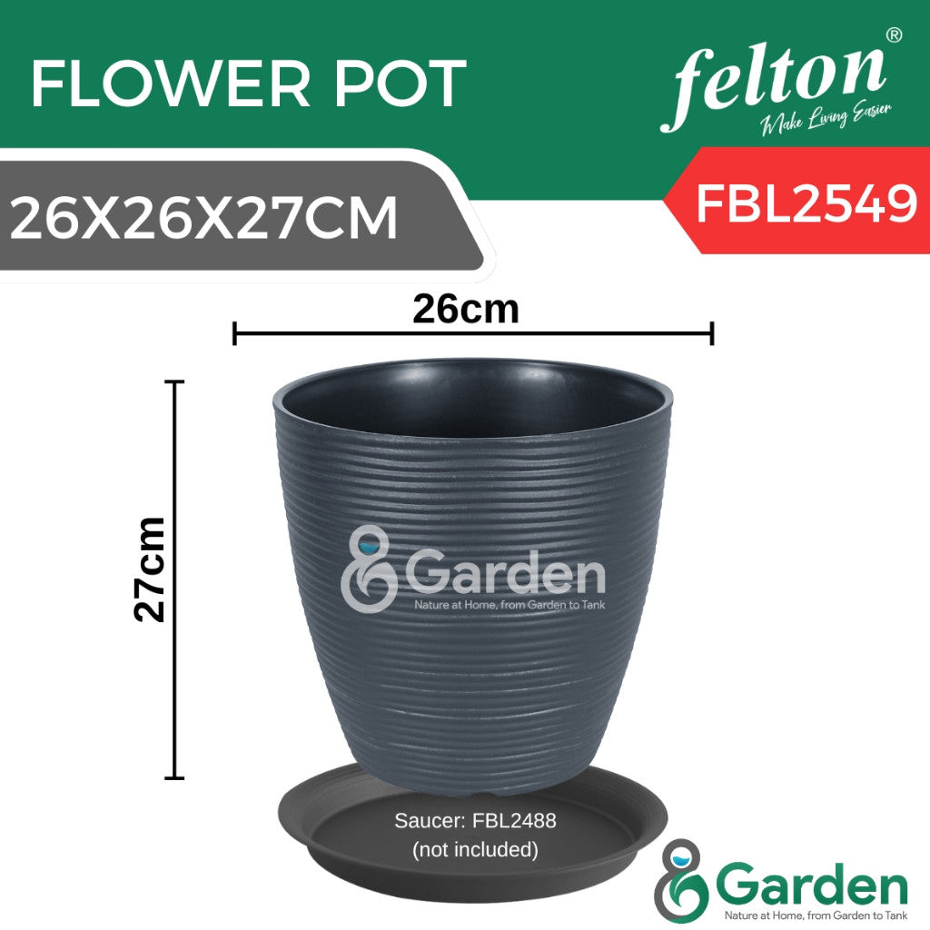 Felton FBL2549 Round Plastic Flower Pot 26cm – product and size guide
