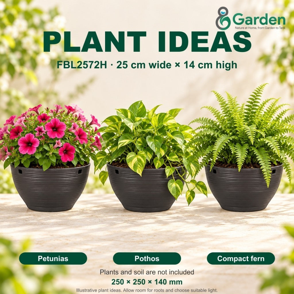 Felton FBL2572H Round Plastic Flower Pot 25cm – product and size guide