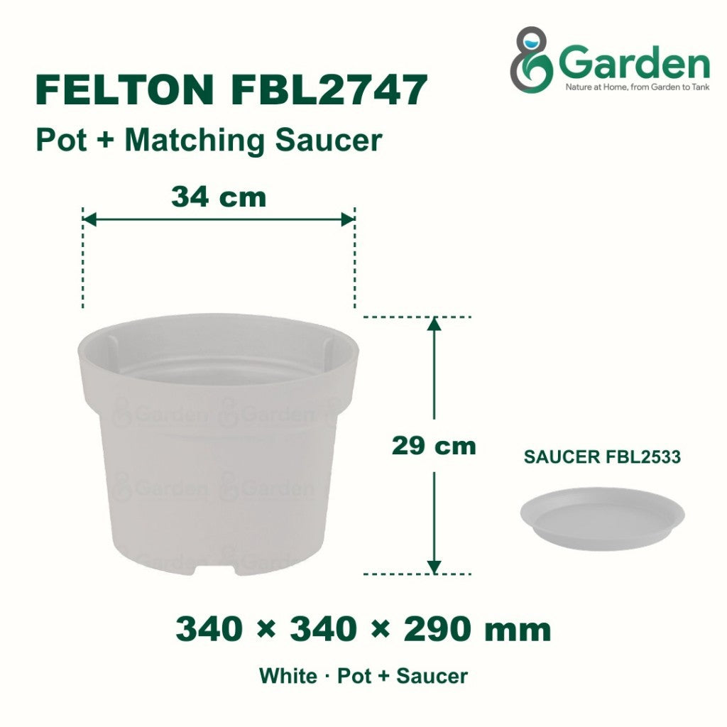 Felton FBL2747 Round Plastic Flower Pot 34cm – product and size guide