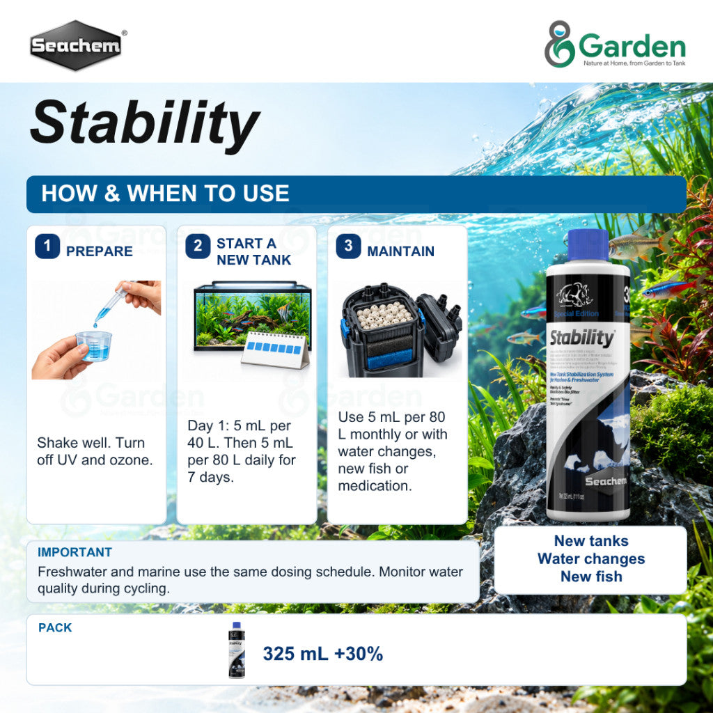 Seachem Stability Aquarium Beneficial Bacteria – 325 mL – product information