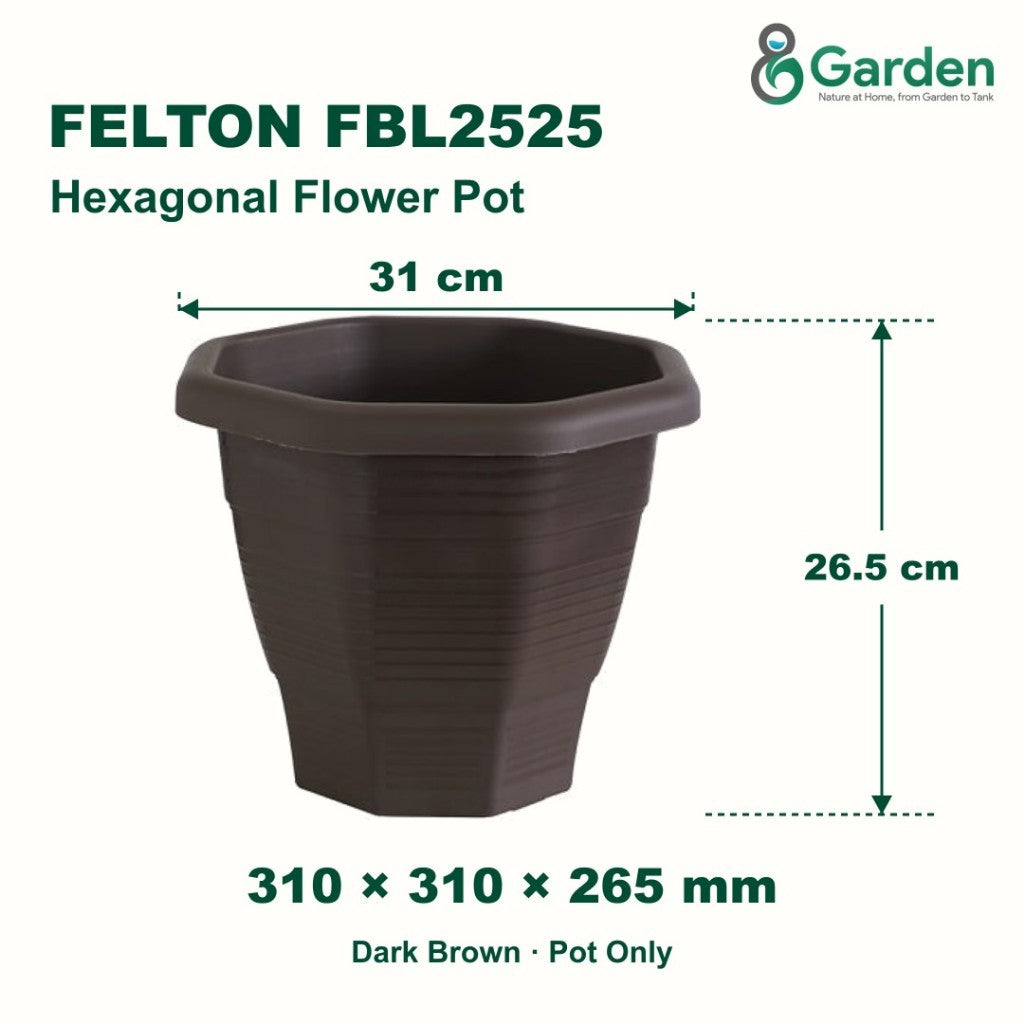 Felton FBL2525 Hexagonal Plastic Flower Pot 31cm – product guide