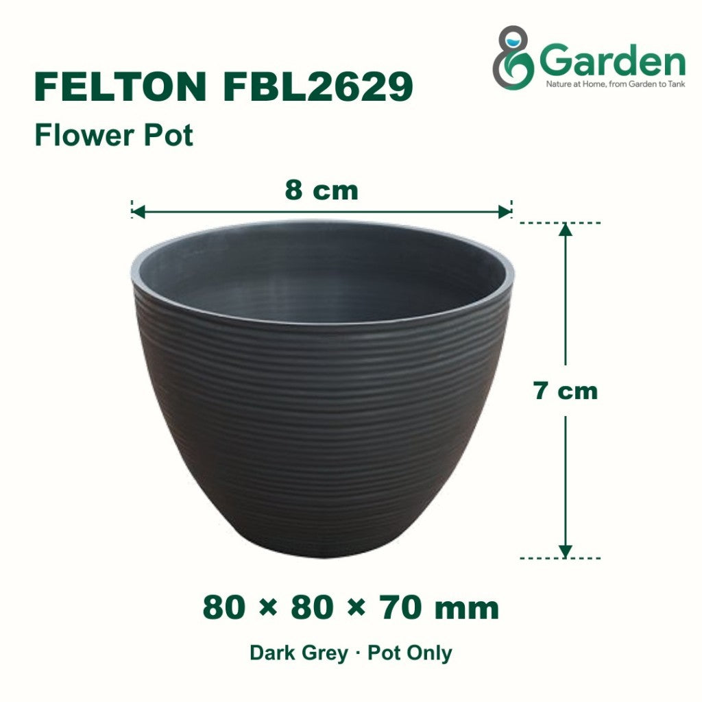 Felton FBL2629 Round Plastic Flower Pot 8cm – product and size guide