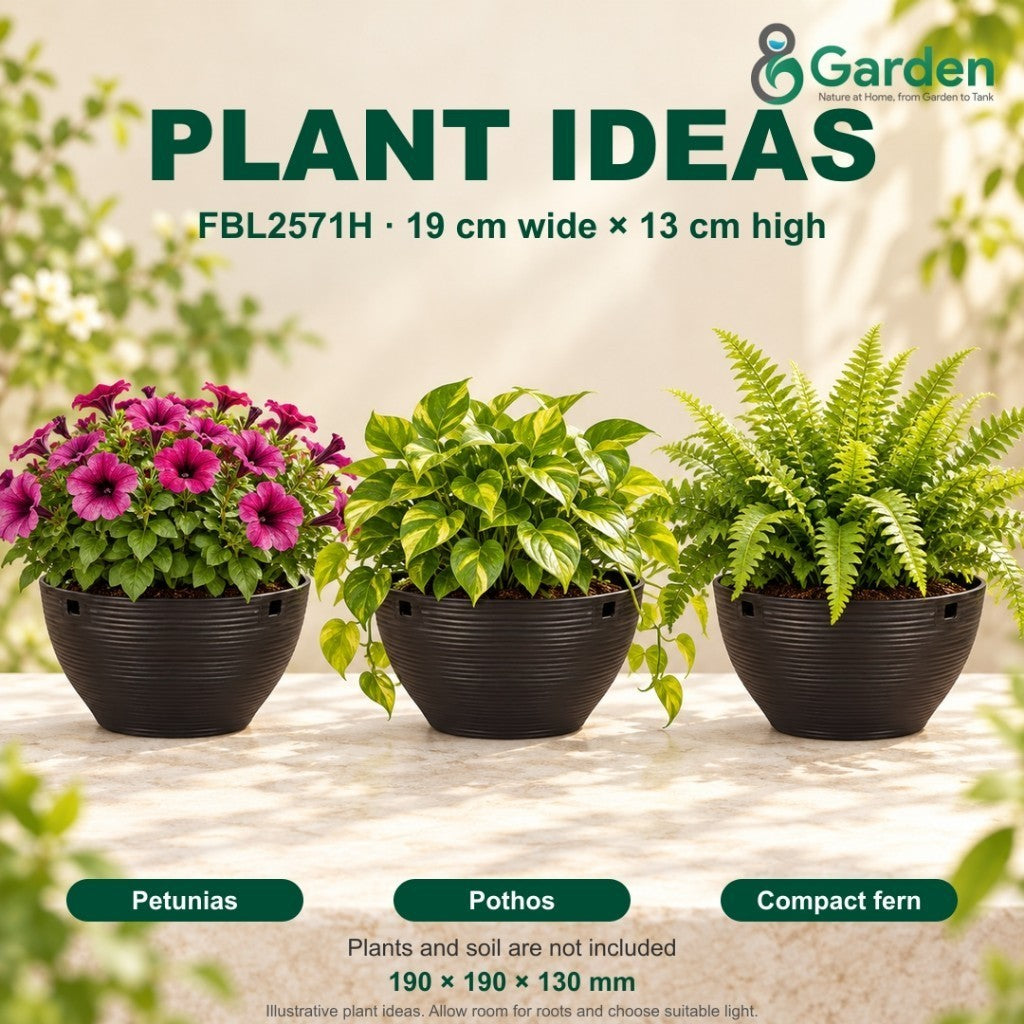 Felton FBL2571H Round Plastic Flower Pot 19cm – product and size guide