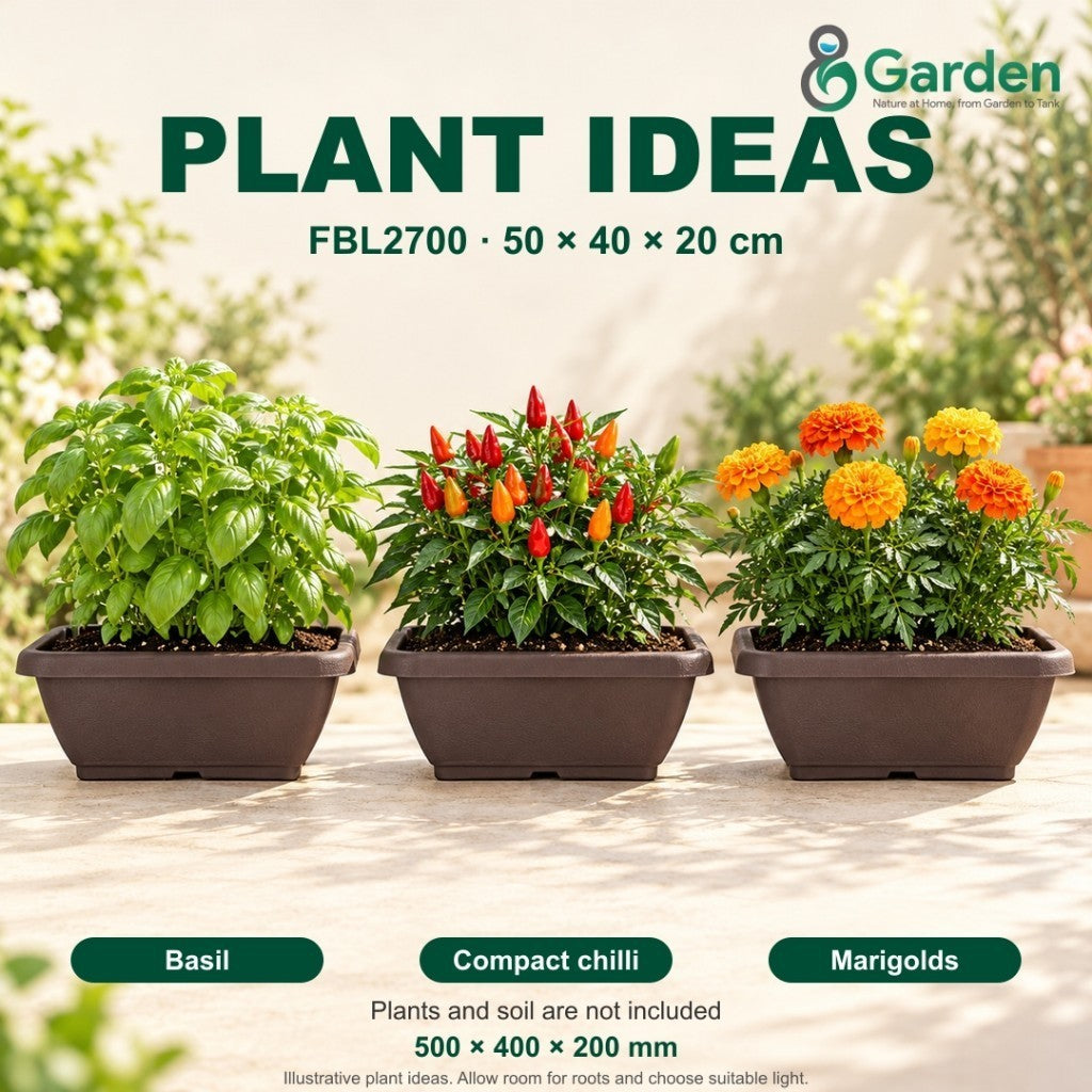 Felton FBL2700 Rectangular Plastic Flower Pot 50cm – product and size guide