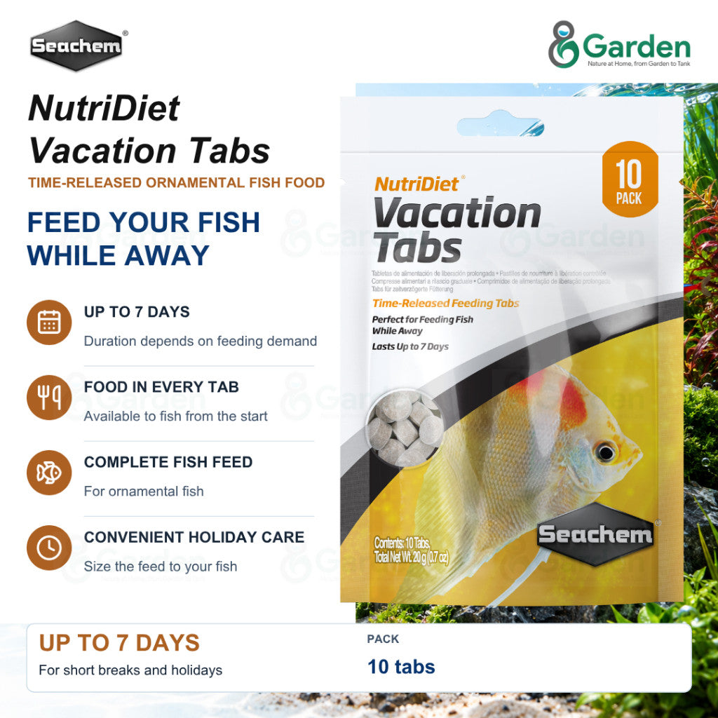 Seachem NutriDiet Vacation Tabs Holiday Fish Food 10 Tabs – product information