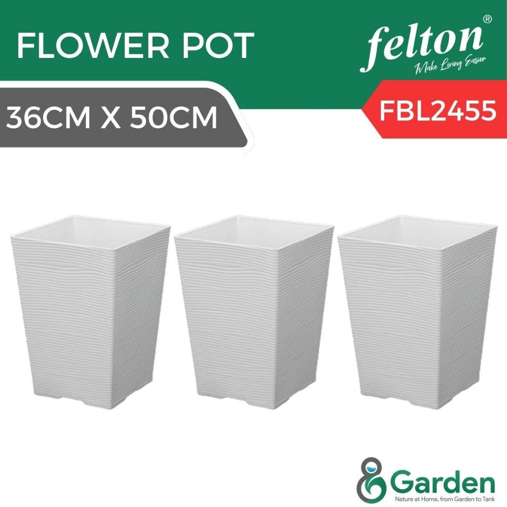 Felton FBL2453 Square Plastic Flower Pot 25.2cm – product and size guide