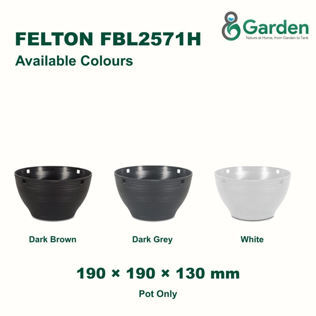 Felton FBL2571H Round Plastic Flower Pot 19cm – product and size guide