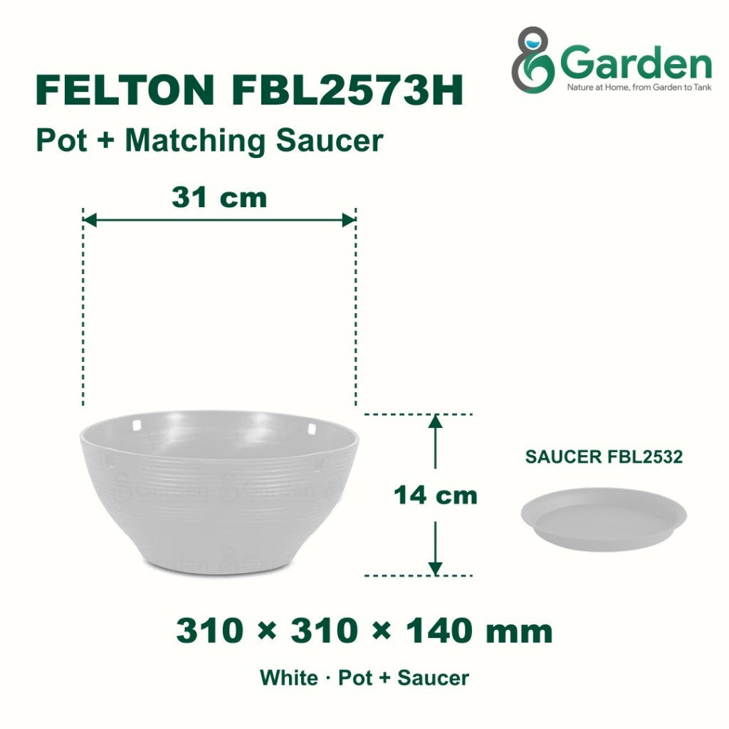 Felton FBL2573H Round Plastic Flower Pot 31cm – product and size guide