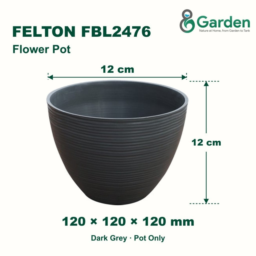 Felton FBL2476 Round Plastic Flower Pot 12cm – product and size guide