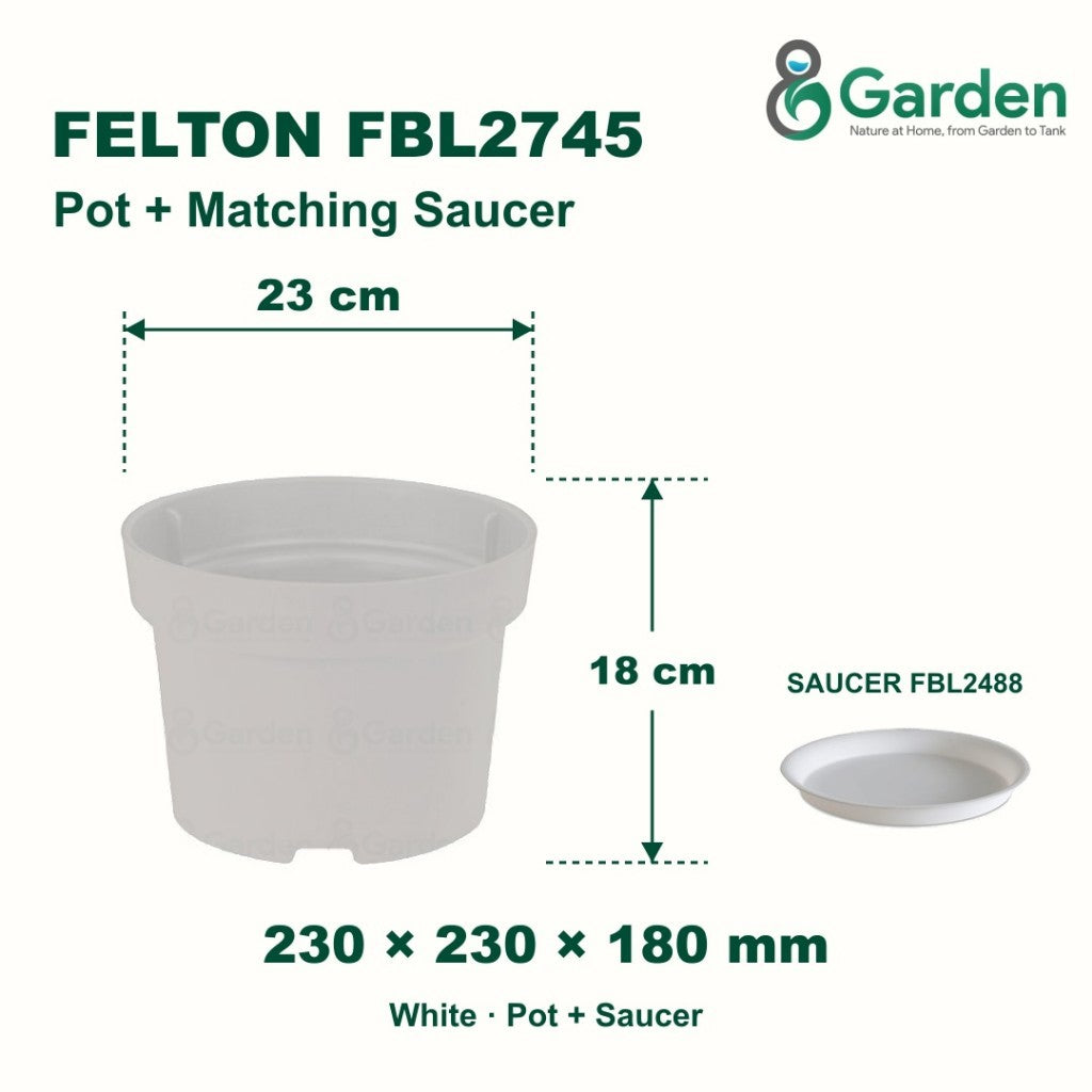 Felton FBL2745 Round Plastic Flower Pot 23cm – product and size guide