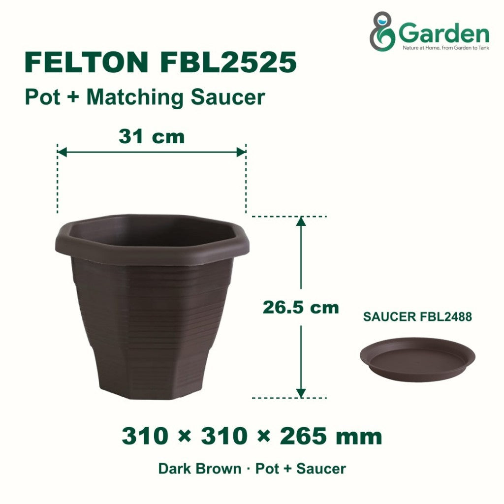Felton FBL2525 Hexagonal Plastic Flower Pot 31cm – product guide