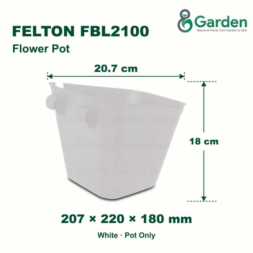 Felton FBL2100 Round Plastic Flower Pot 20.7cm – product and size guide