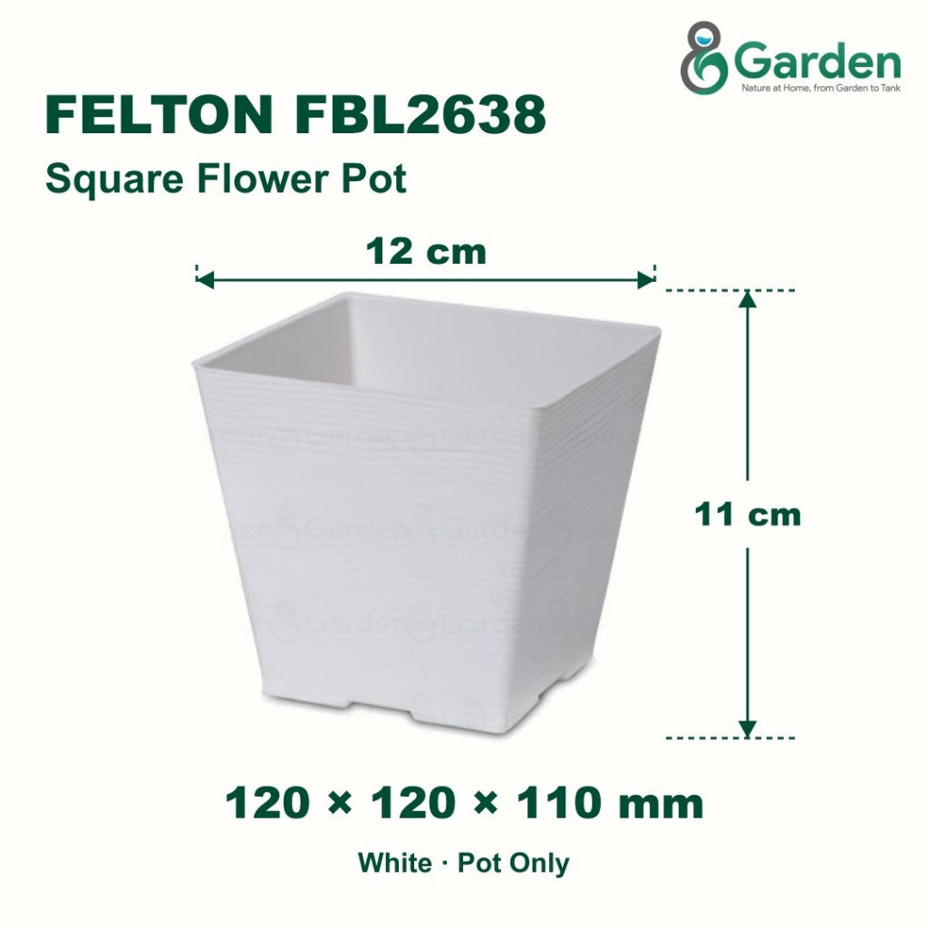 Felton FBL2638 Square Plastic Flower Pot 12cm – product and size guide