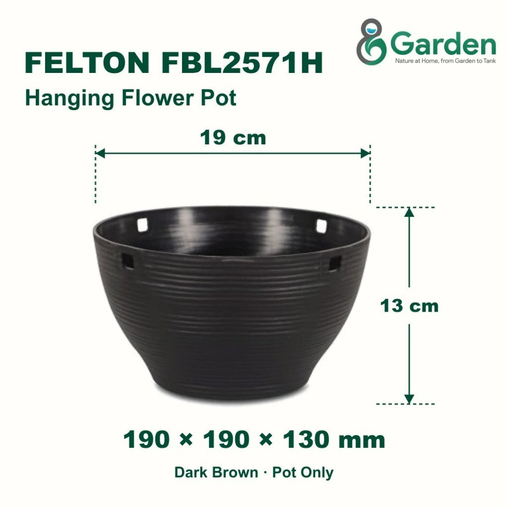 Felton FBL2571H Round Plastic Flower Pot 19cm – product and size guide