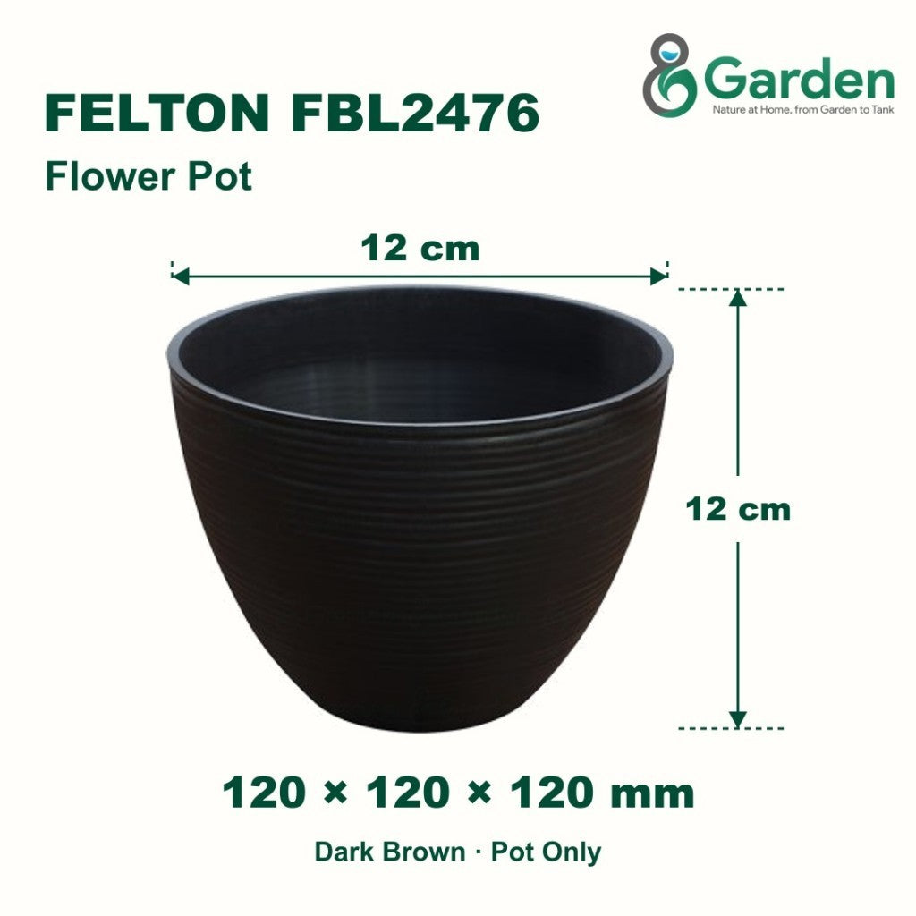 Felton FBL2476 Round Plastic Flower Pot 12cm – product and size guide