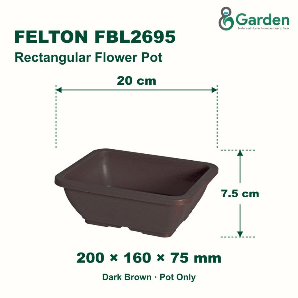 Felton FBL2695 Rectangular Plastic Flower Pot 20cm – product and size guide