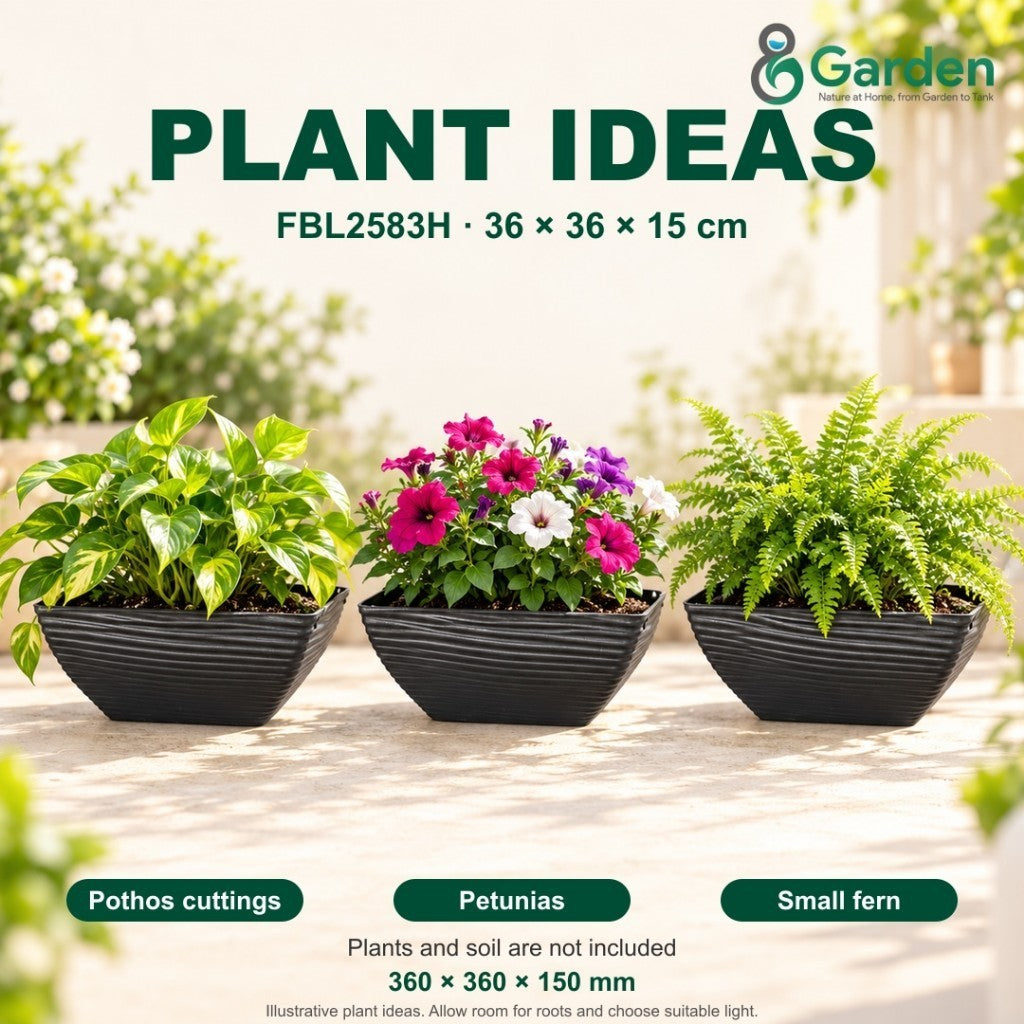 Felton FBL2583H Square Plastic Flower Pot 36cm – product and size guide