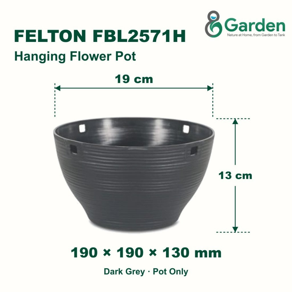 Felton FBL2571H Round Plastic Flower Pot 19cm – product and size guide