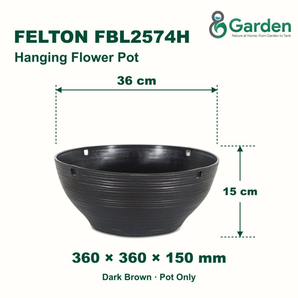 Felton FBL2574H Round Plastic Flower Pot 36cm – product and size guide