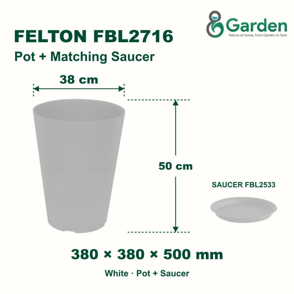 Felton FBL2716 Round Plastic Flower Pot 38cm – product and size guide