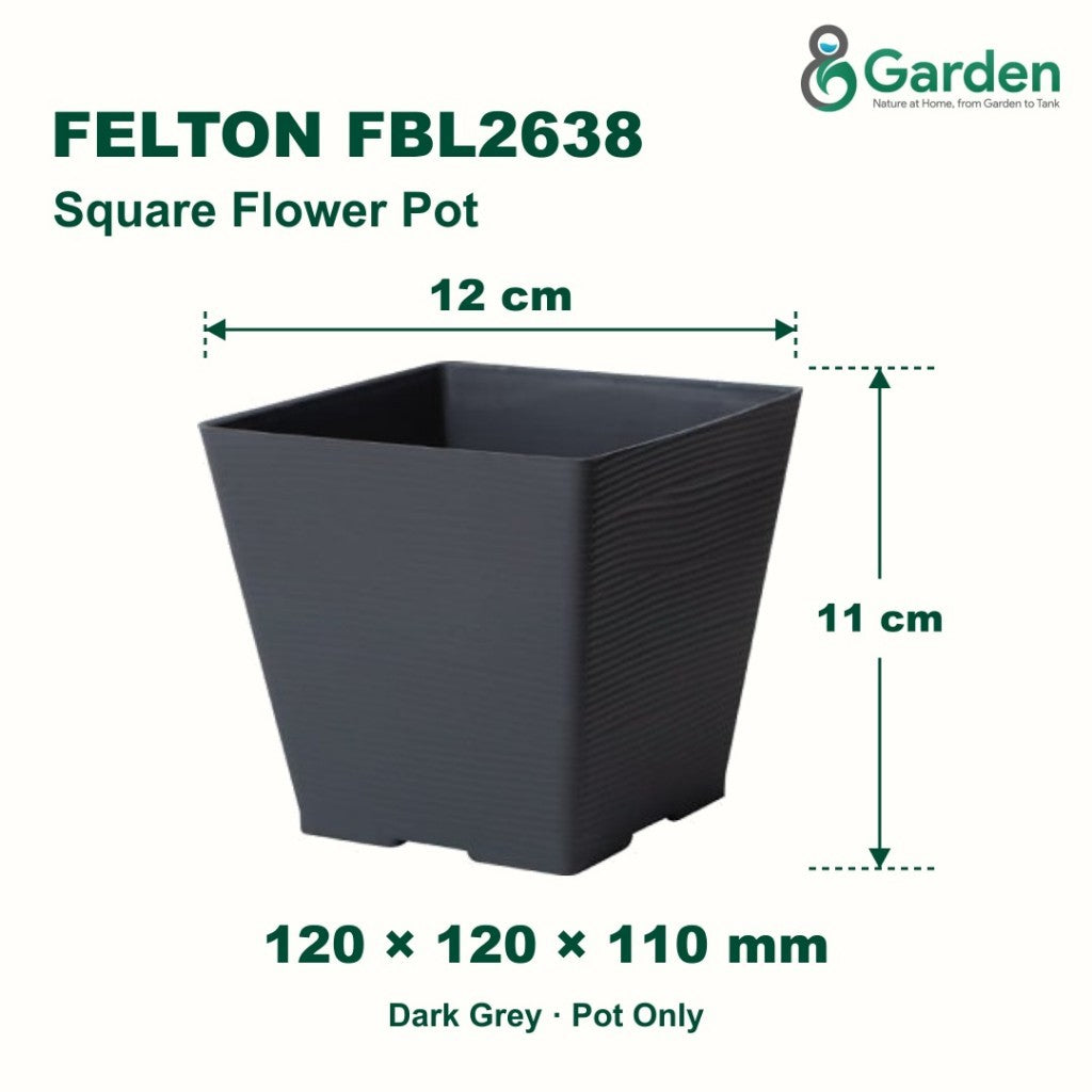 Felton FBL2638 Square Plastic Flower Pot 12cm – product and size guide