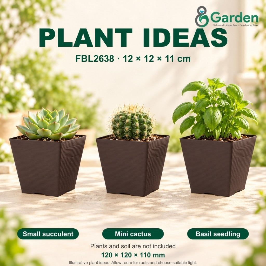 Felton FBL2638 Square Plastic Flower Pot 12cm – product and size guide
