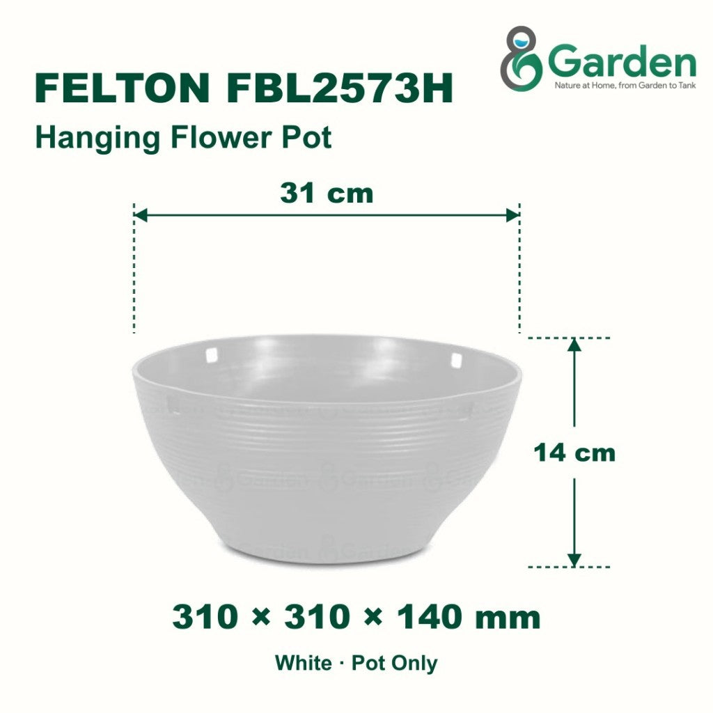 Felton FBL2573H Round Plastic Flower Pot 31cm – product and size guide