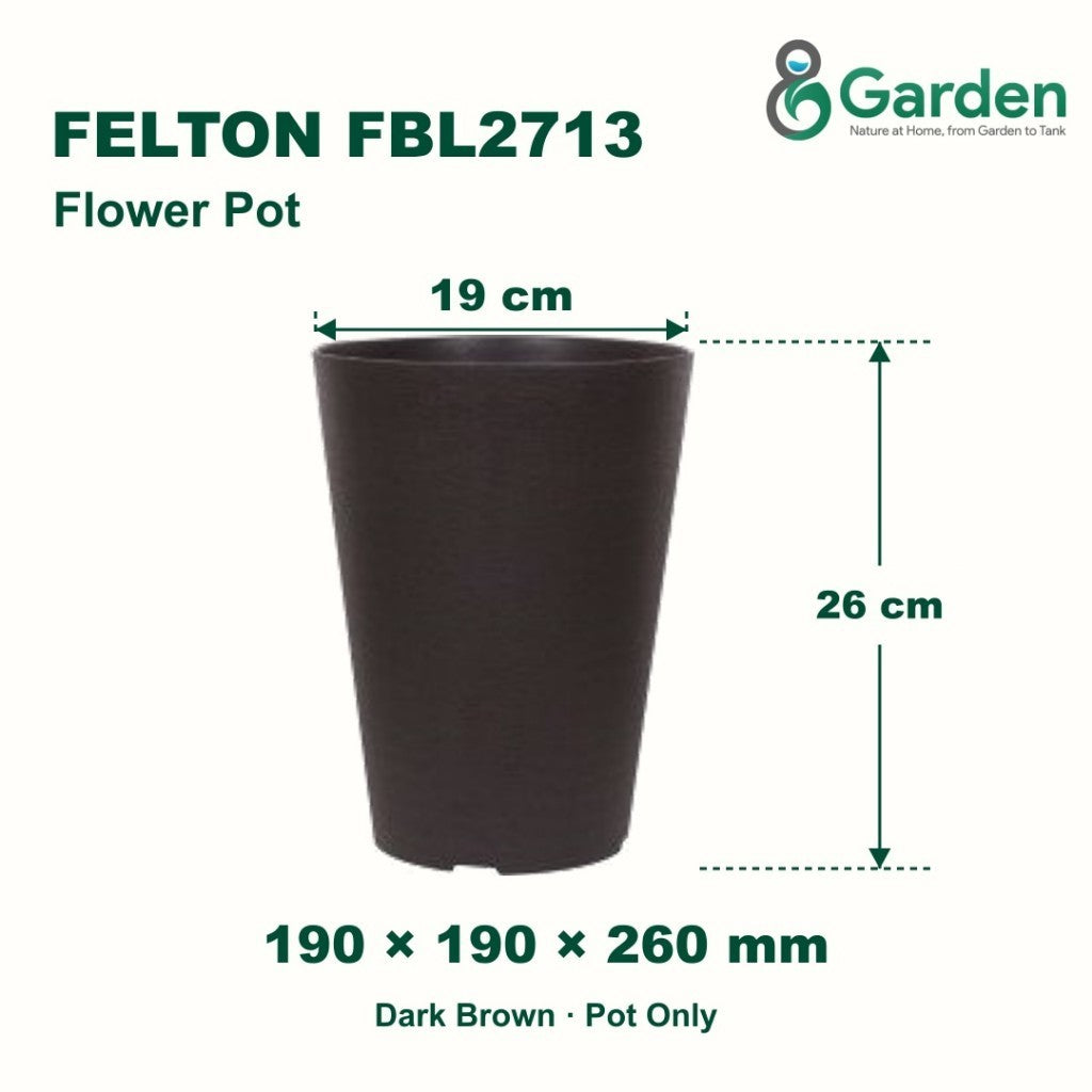 Felton FBL2713 Round Plastic Flower Pot 19cm – product and size guide