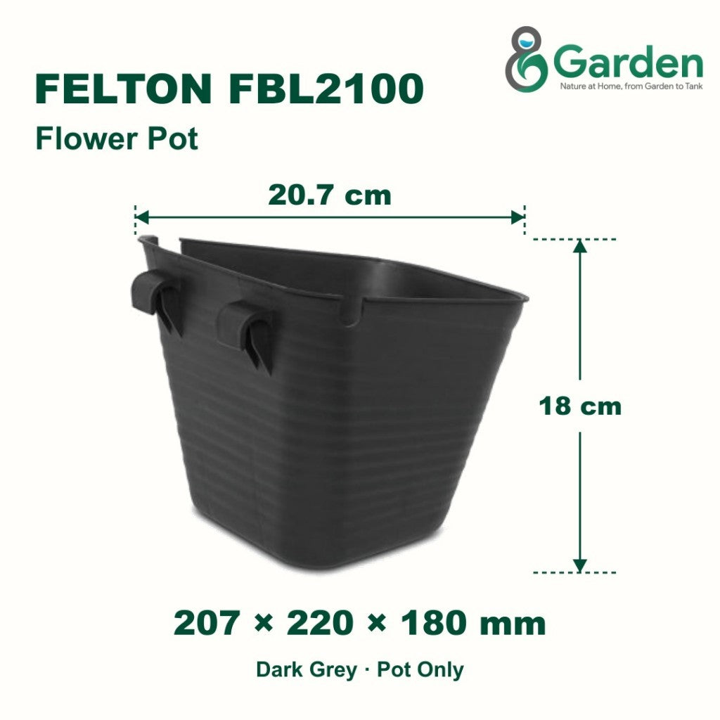 Felton FBL2100 Round Plastic Flower Pot 20.7cm – product and size guide