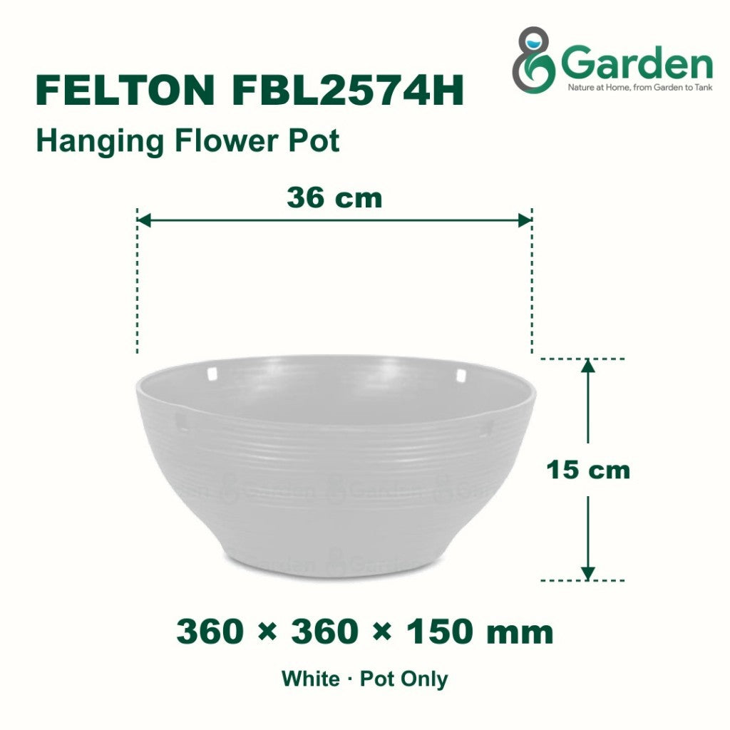 Felton FBL2574H Round Plastic Flower Pot 36cm – product and size guide