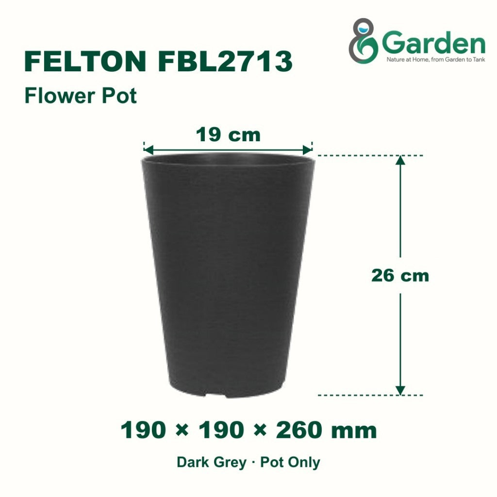 Felton FBL2713 Round Plastic Flower Pot 19cm – product and size guide