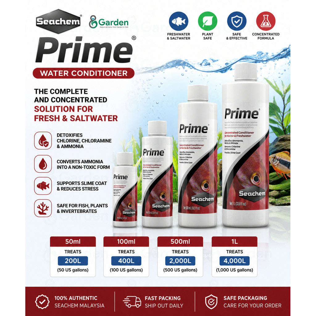 Seachem Prime Aquarium Water Conditioner – 50ml / 100ml / 500ml / 1000ml – product information