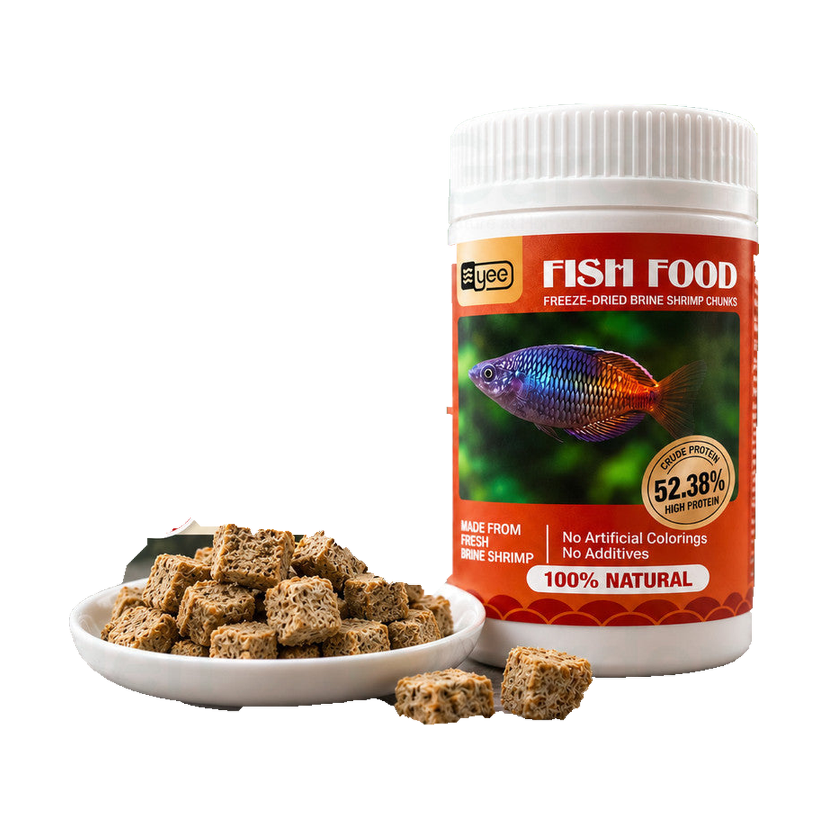 YEE Freeze-Dried Brine Shrimp Fish Food – 10 g – product on white background