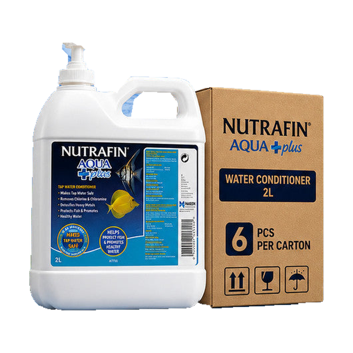 Nutrafin Aqua Plus Water Conditioner – 6 × 2 L Carton – product on white background