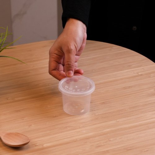 Felton FC6 clear round food container, 150mL, 77 × 77 × 60 mm