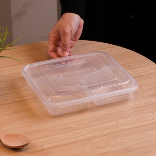 Felton RT1200S3 clear 3-compartment food container, 1200mL, 220 × 192 × 45 mm