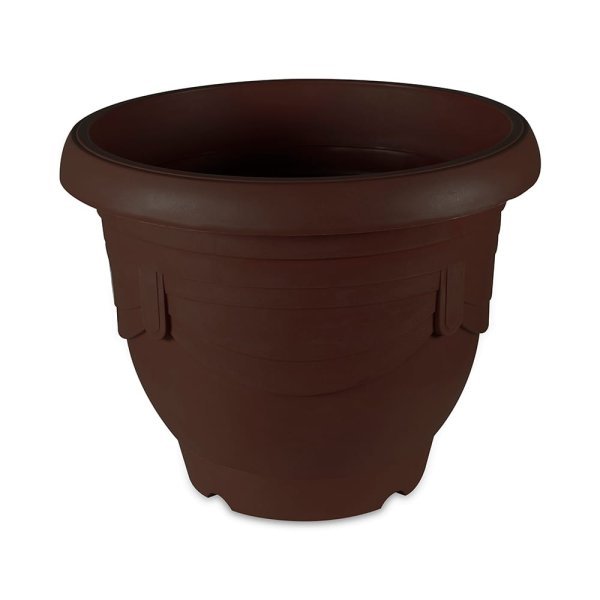 Felton FBL113 Round Plastic Flower Pot, 44.5 × 44.5 × 35.5 cm, Brown Pot Only