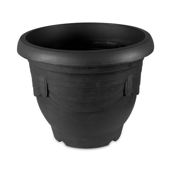 Felton FBL113 Round Plastic Flower Pot, 44.5 × 44.5 × 35.5 cm, Grey Pot Only