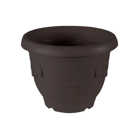 Felton FBL114 Round Plastic Flower Pot, 33 × 33 × 26.5 cm, Brown Pot Only