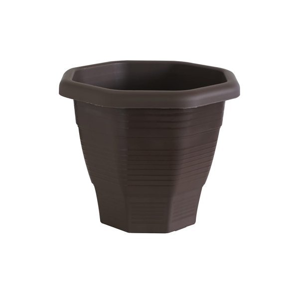 Felton FBL2525 Hexagonal Plastic Flower Pot, 31 × 31 × 26.5 cm, Brown Pot Only