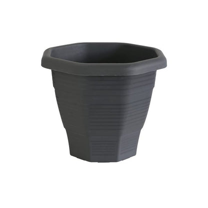 Felton FBL2525 Hexagonal Plastic Flower Pot, 31 × 31 × 26.5 cm, Grey Pot Only