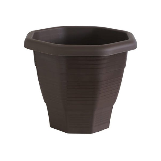 Felton FBL2526 Hexagonal Plastic Flower Pot, 38 × 38 × 31 cm, Brown Pot Only